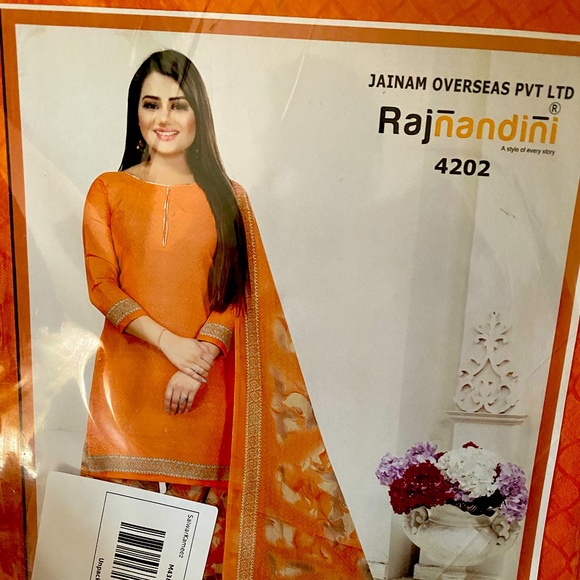 Orange garment with dupatta not stitched. - Picture 1 of 1